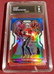 lot 160 image: 2020 Prizm Tom Brady RedWhiteBlue Prizm Card - GMA 9