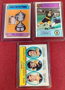 lot 164 image: (3) Vintage Bobby Orr Cards