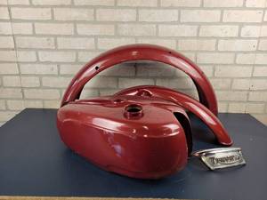 lot 3 image: Triumph T140 Bonneville Gas Tank, Fenders and Emblem