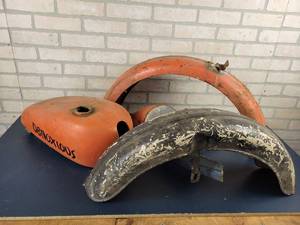 lot 5 image: Vintage Triumph  Norton Fenders and Fuel Tank