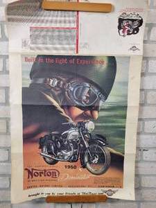 lot 14 image: 1950 Norton Dominator Motorcycle Poster - Dated 1986