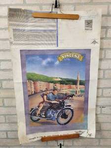 lot 15 image: 1949 Series B Vincent Rapide Motorcycle Poster - Dated 1989