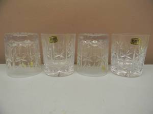 lot 39 image: VINTAGE ATLANTIS Set of 4 Full Lead Crystal Hand Blown & Cut For Block Glasses  - NICE - GREAT SET - SEE PICTURES