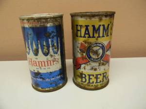 lot 47 image: RARE - VINTAGE HAMMS 12oz FLAT TOP BEER CANS - THEO HAMM BREWING CO. ST. PAUL MN USA - GREAT PIECES - SEE PICTURES