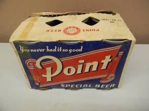 lot 49 image: VINTAGE 6 PACK - POINT SPECIAL STRAIGHT STEEL PULL TAB BEER CANS WITH CASE - NICE - GREAT COLLECTIBLE - SEE PICTURES