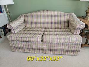 lot 116 image: Classic Retro Plaid Two Cushion Loveseat, A