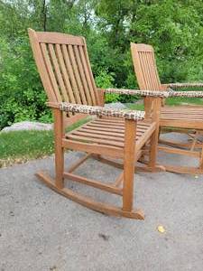 lot 17 image: Teak Slotted Porch Rockers