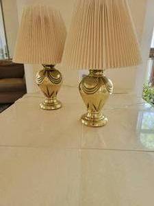 lot 53 image: Petite Brass Stifffel Boudior Lamp Pair