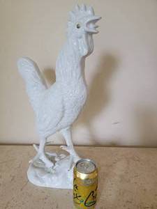 lot 304 image: White Enameled Metal Rooster