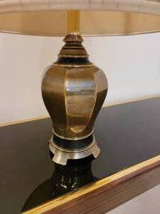 lot 39 image: Brass and Black Banded Ginger Jar Table