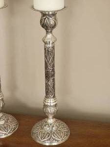lot 274 image: Ornate Silver Plate Candlestick Pair