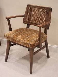 lot 68 image: Awesome Mid-Century Modern Caned Accent Chairs