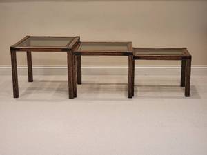 lot 108 image: Brilliant Mid-Century Modern Nesting Table Set