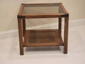 lot 107 image: Brilliant Mid-Century Modern Glass Surface Side Table