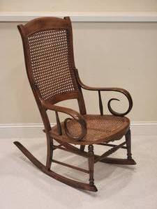 lot 99 image: Brilliant Vintage Caned Rocking Chair