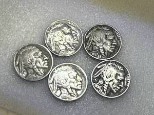 Lot of 5 Buffalo Nickels