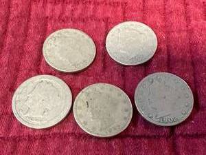 Lot of 5 Liberty V Nickels