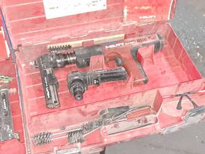 lot 22 image: Hilti Fully Automatic Powder-Actuated Nailer DX351 with (2) Nail Magazine X-MX32 and a Plastic Carry Case