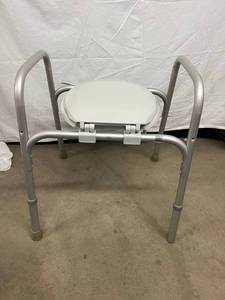 lot 14 image: Sunrise Medical Bath Shower Commode Chair - Support Bar On One Side Needs To Be Reattached (Screws Not Included)