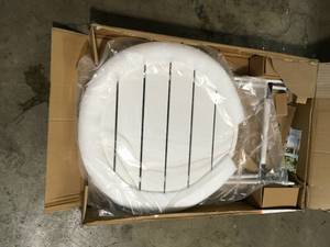 StyleWell Mix and Match 25 in. White Folding Round Metal Outdoor Patio Bistro Table  Customer Returns See Pictures