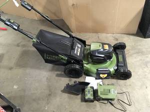 Green Machine 62V Brushless 22 in. Electric Cordless Battery Self- Propelled Lawn Mower   Customer Returns See Pictures