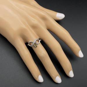 lot 35 image: Diamond Heart Dangle Charm Infinity Symbol Ring in 14k Two-Tone Yellow & White Gold $1,475 Retail
