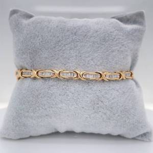 lot 8 image: 2.04 Carat Diamond Baguette Bar Link X Hugs Tennis Bracelet in Yellow Gold $4,799 Retail VIDEO