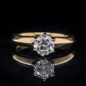 lot 6 image: 0.89 Carat Diamond Round Brilliant Cut Classic Solitaire 6-Prong Ring in 14k Yellow Gold, VVS ClarityF Color $3,850 Retail VIDEO