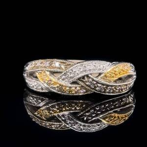 lot 13 image: 0.25ct Diamond Woven Braided Engraved Filigree Ring in 14k White & Yellow Two-Tone Gold, Pink Accenting $2,200 Retail VIDEO