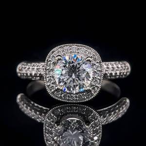 lot 18 image: Rare Offering Round Brilliant Cut Halo Pave Diamond Ring in 14k White Gold $2,600 Retail VIDEO
