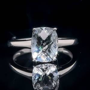 lot 30B image: 1.00 Carat Cushion Cut Aquamarine Solitaire Estate Ring