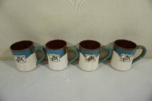 lot 126 image: 4 Cape Shore 16oz Stoneware Partial Glaze Mugs