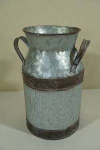 lot 167 image: Galvanized Milk Can Flower Vase
