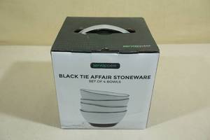 lot 180 image: Serappetit Black Tie Affair Stoneware Set of 4 Bowls