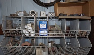 lot 66 image: Shop Organizer Rack with Fittings and Parts