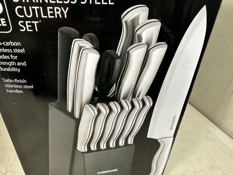 New Farberware 15 Pc Stainless Steel Cutlery Knife Set  New Char-Broil Gas  Grill, $1500 Hydroponic Garden, New Commercial Evaporative Air Cooler, RV  Stuff, Pool Toys, Dog Food, New Clothing, Kitchen Items