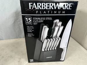 New Farberware 15 Pc Stainless Steel Cutlery Knife Set