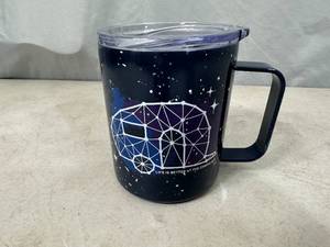 New Stainless Steel Camping Themed Coffee Mug with Lid