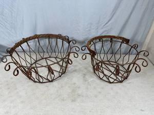 2 Metal Apple Baskets