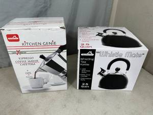 New Whistling Tea Kettle and Espresso Coffee Maker