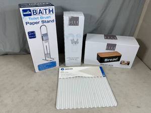 New Bread Box, Utensil Set, Produce Mat, Toilet Brush and Paper Stand