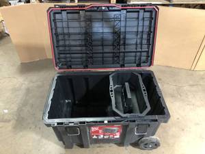 lot 12 image: Husky 23 in. 50 Gal. Black Rolling Toolbox Customer Returns See Pictures