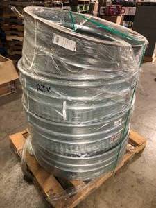 lot 20 image: Pallet of Behlen Country 36 in. x 12 in. Round Galvanized Steel Wood Fire Ring Customer Returns See Pictures