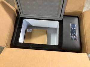 lot 24 image: VEVOR 0.53 cu. ft. Outdoor Refrigerator Portable Mini Freezer -4°68° Car Compressor Fridge Cooler in Gray   Customer Returns See Pictures