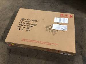 lot 28 image: Sedona Grey Rectangular Acacia Wood Outdoor Coffee Table by Noble House Customer Returns See Pictures