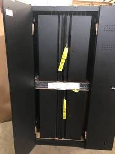 lot 31 image: Husky 5-Piece Regular Duty Welded Steel Garage Storage System in Black (78 in. W x 75 in. H x 19 in. D)  Customer Returns See Pictures