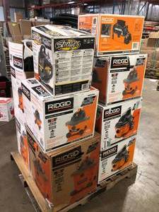 lot 43 image: pallet of Rigid WetDry Shop Vacs and Accessories Various Models and Conditions   Customer Returns See Pictures