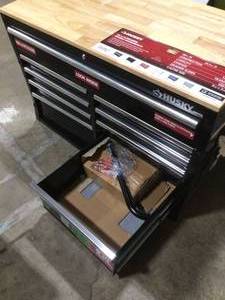 lot 15 image: Husky 46 in. 9-Drwer Mobile Workbench in Black  Customer Returns  See Pictures