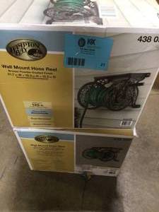 lot 21 image: 2 Lost of Hampton Bay Wall-Mounted Hose Reel  Customer Returns  See Pictures