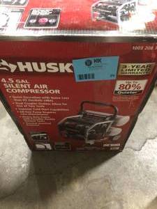 lot 25 image: Husky 4.5 Gal. Portable Electric-Powered Silent Air Compressor   Customer Returns  See Pictures